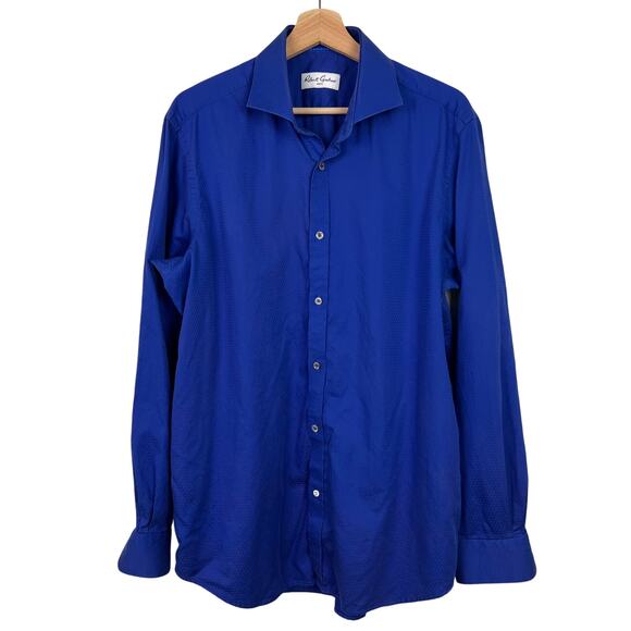 Robert Graham Shirt Mens 42 (Large) Neck 16.5 Button Up Blue Textured Cotton - Picture 1 of 12